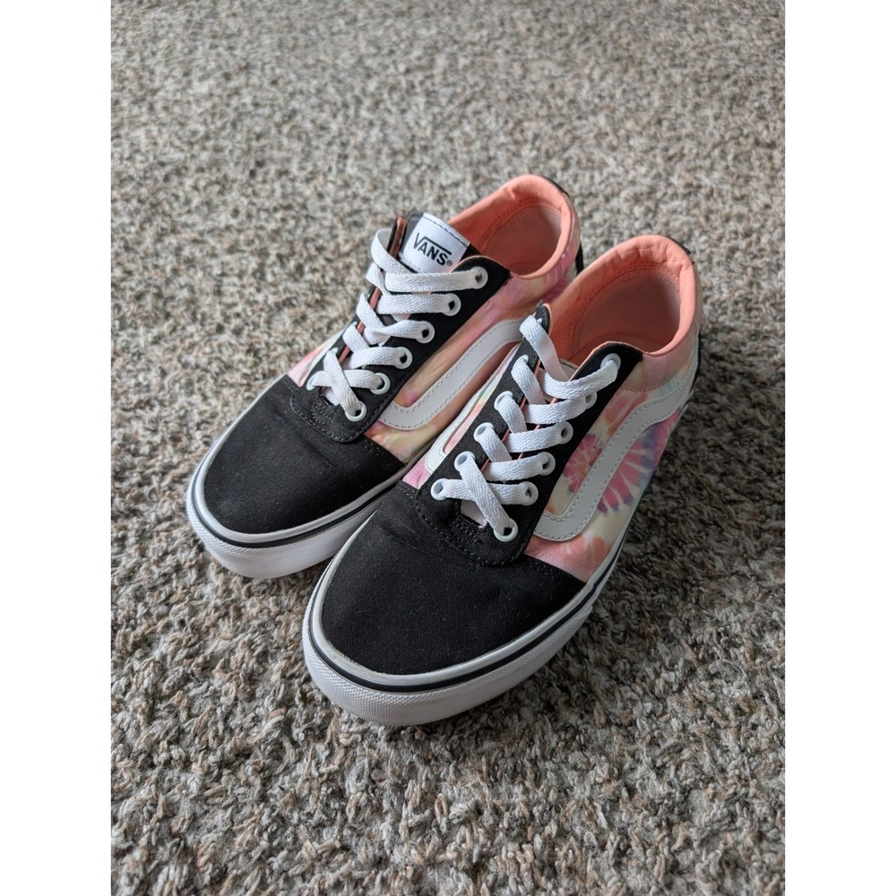 VANS Off the Wall Women's Shoes Tie Dye Size 9 Pink Black Canvas